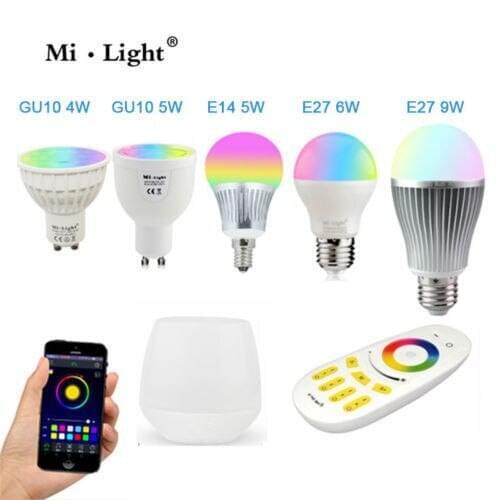 New Hot Smart Led Bulb 4W 5W 6W 9W 12W MR16 GU10 E14 E27 Dual White RGBCW RGBCCT Lamp Control by 2.4G RF Remote Controller Ibox