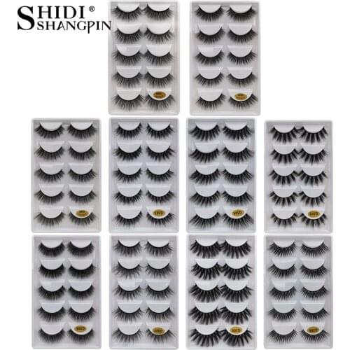 New fluffy 5 pairs natural long faux mink eyelashes fully wispy false eyelash extension 3d minks fake eye makeup faux cils