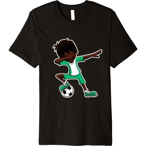 New Summer Men Men 100% Cotton Cool Dabbing Soccers Boy Jersey Shirt, Nigeria Flag Footballer T Shirts Cool Tees Tops Harajuku