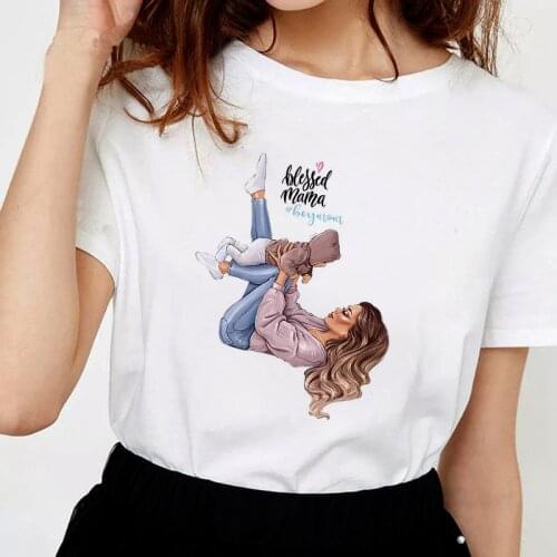 New Summer Women Tops Harajuku T-shirt Kawaii Tees Printing Mom Boy Design Casual White Tshirt Womens Shirts Short Sleeve Female