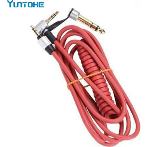 Wholesale Black Red 6.5mm & 3.5mm Spring Replacement Audio Cable Headphone for Monster Be at Pro Detox Solo AUX Cable 10pcs/Lot