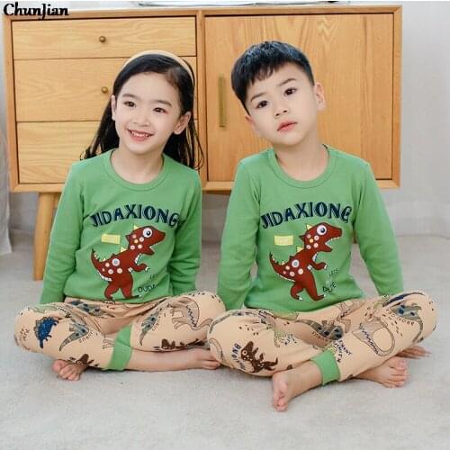 2021 Autumn Full Sleeve Cotton Boys Dinosaur Pajamas Children Homewear Kids Night Suit Girls Pajamas Sets Pyjamas for Teen Boys