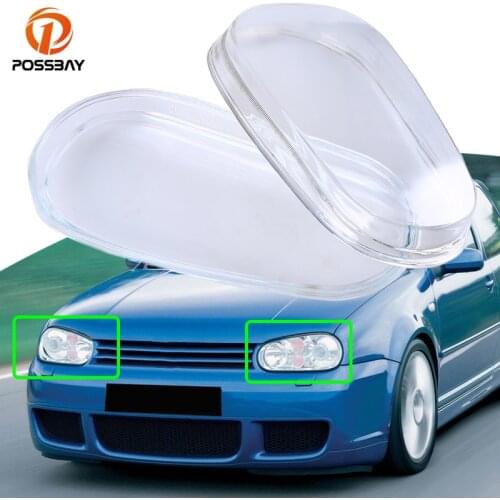 POSSBAY 1 Pair Car Clear Headlights Lenses Cover Left Right Lens Shell Fit for VW Golf/Variant/4 Motion 1998-2006 Exterior Parts