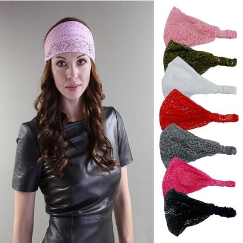 Wholesale Supply Womens Headband 100pcs Lace Hollow Elastic Soft Solid Color Girl Headband Hair Accessories Free Shipping