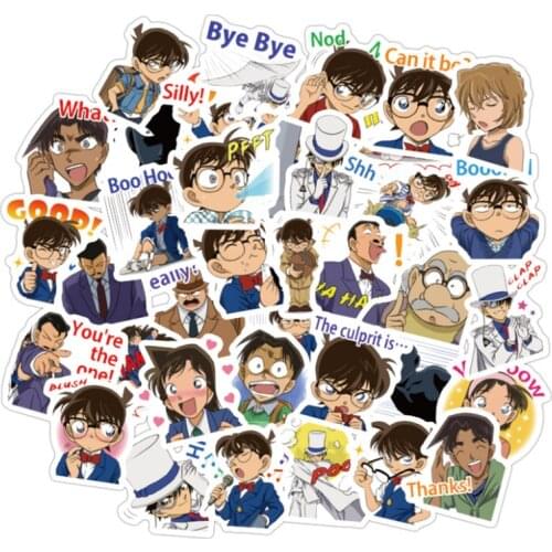 10/30/50PCS Cute Detective Conan Sticker Removable Trolley Case Helmet Skateboard Notebook Decorative Sticker Car Wholesale