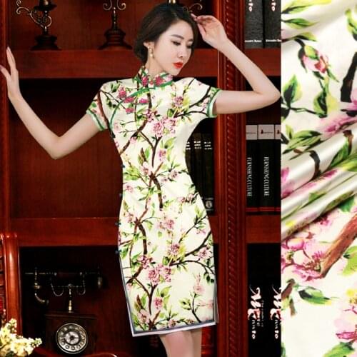 118cm printed Chinese silk fabric 19 mm soft silk stretch satin fabric spandex silk satin fabric wholesale cloth