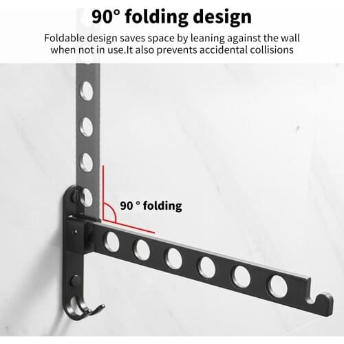 Black Folding Clothes Hanger Foldable Wall Clothes Drying Racks Hangers Space Aluminum Clothes Hanger Organization Clothes Rack
