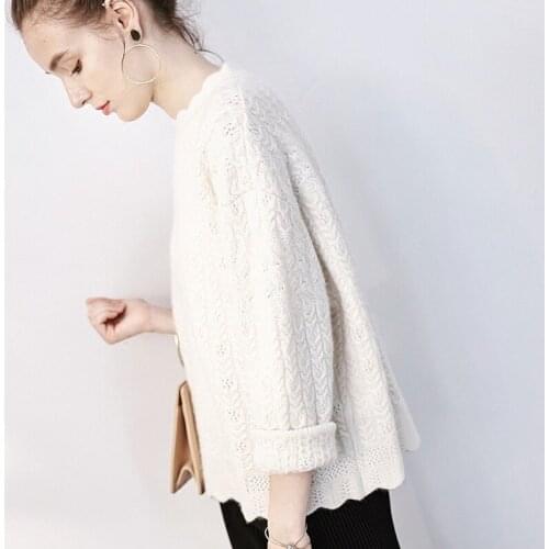Fashion Spring Winter Women Sweaters Pullovers Long Sleeve Casual Crop Sweater White Solid Knitted Jumpers