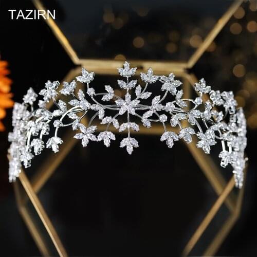Cute Bridal Tiaras CZ Wedding Headbands Full Cubic Zirconia Sweet 16 Princess Birthday Headwear Zircon Pageant Hair Jewelry
