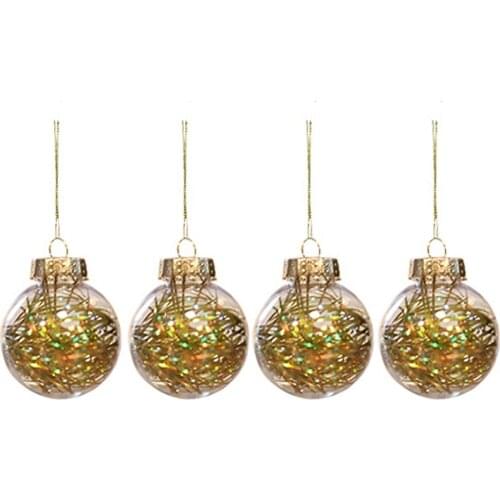 Christmas Tree Decorations Transparan Bolus Box Liontin Pot Alat Peraga 4pcs Dekorasi Clear Multiple Colour PET Ornaments Balls
