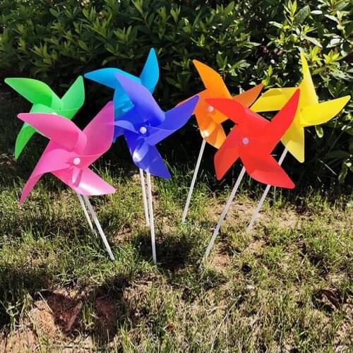 100pcs/lot L size 24cm windmill with stick garden Yard Art decoration Random mixed color pinwheels toy DIY gift for kids