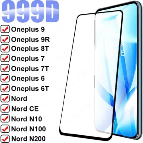 999D Full Protection Glass For Oneplus 9 9R 9E 8T 7 7T 6 6T Tempered Screen Protector Nord CE N10 N100 N200 Protective Glas Film