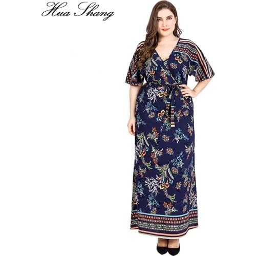 4xl 5xl 6xl Plus Size Vintage Boho Dresses Women Summer V Neck Short Sleeve Retro Floral Print Long Boho Dress Belted Wrap Dress