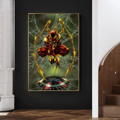 Golden Spiderman Posters and Prints Canvas Painting On the Wall Art Marvel Movie Pictures for Room Wall Home Decor Frameless