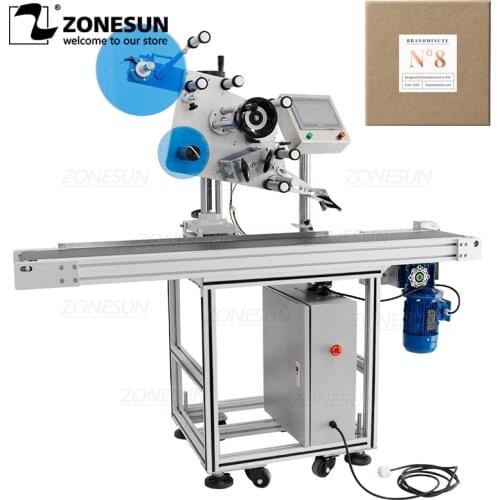 ZONESUN Automatic Flat Surface Box Carton Book Cover Labeling Machine Label Sticker