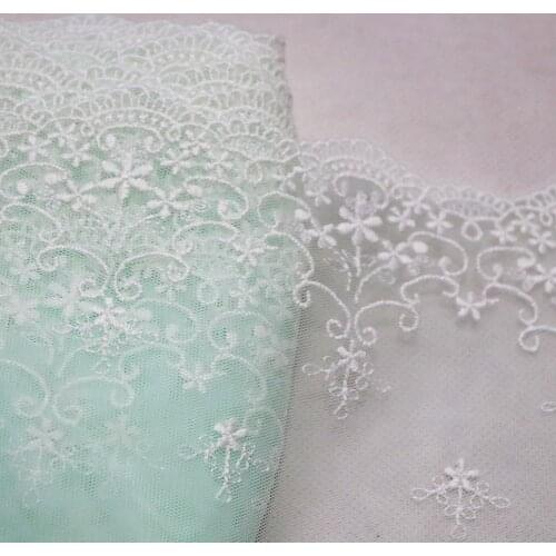 1Meter 16.5CM Vintage Flowers Embroidered Lace Trim Sewing Green Mesh Fabric Bra Lingerie Handmade Dress Clothes Accessories DIY