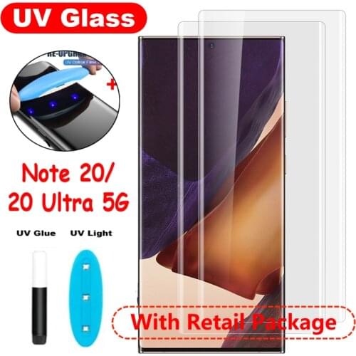 10Pcs/Lot With Retail Package UV Full Glue Curved Tempered Glass For Samsung Note 20 Screen Protector On Note 20 Ultra 5G Glass
