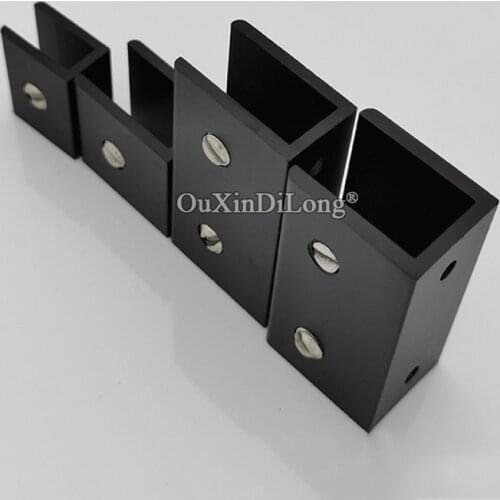 10PCS Aluminum Alloy U-shaped Black Thickening Glass Clip Bathroom Bracket Fixing Clamp Glass Free Drilling for 16-20mm GF575