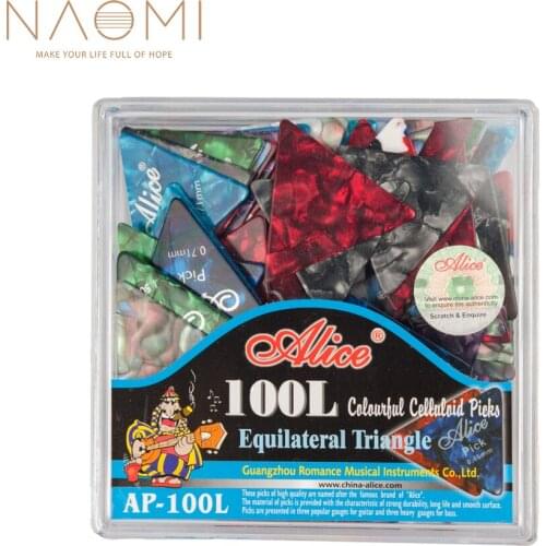 NAOMI 100pcs Guitar Picks Alice Triangle Picks Celluloid 0.46-0.81mm Guitar Picks For Guitar Electric Guitar Parts Accessories