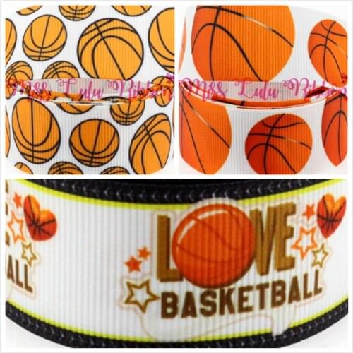 16mm-75mm Love Basketball Printed Grosgrain Ribbon/Foe Sport Patterns DIY Party Decor Webbings handmade hair bands 50yards/roll