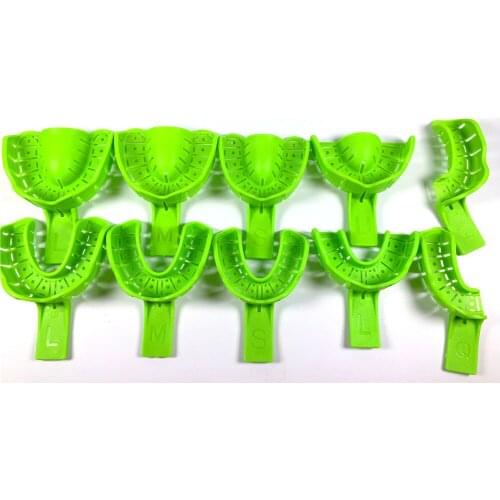 2Pcs/Pair Dental Impression Implant Trays Large Window Green Surpports Hole Upper+Lower 135
