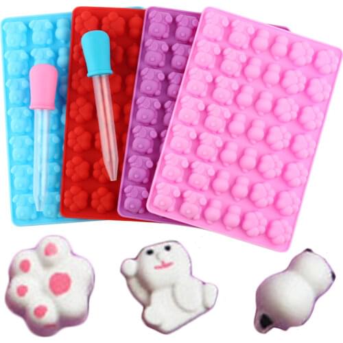 42 Cavity Cartoon Silicone Molds Animals Bears Paw Gummy Candy Chocolate Mould Ice Cube Tray Jelly Molds Cake Decorating Tools
