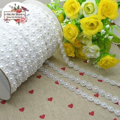 5meters white flower pearl Beads Chain ABS Resin Flatback Simulated pearl garment DIY accessories