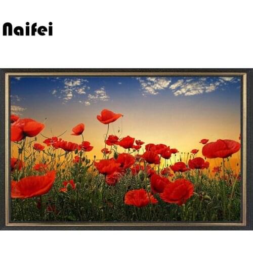 New 5D DIY Diamond Painting Poppy Flower wall art stickers Cross Stitch diy 3d Diamonds Embroidery Mosaic For Home Decoration