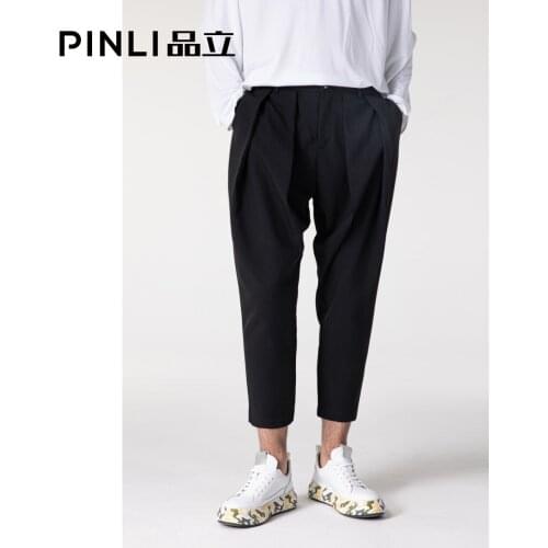 Free Shipping Mens Male fashion Black Original Pinli 2021 Spring Korean Version Tapered Feet Casual Cropped Pants B211117092