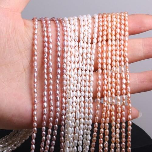 Natural Freshwater Pearl Beads 2-6mm Small Rice Shape Pearl Bead for Jewelry Making Necklace Bracelet Accessories