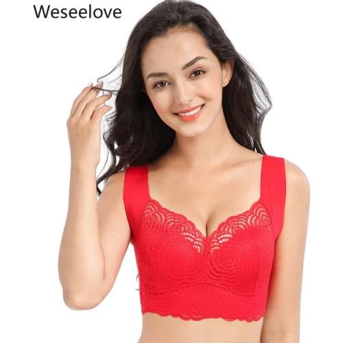 Weseelove Push Up Bra Seamless Underwear Large Cup Female Ice Up Bra Red Gathered Soutien Gorge Femme 2020 Best Selling X09-4
