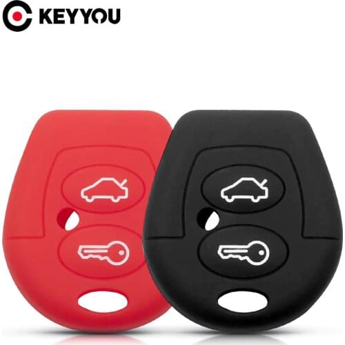 KEYYOU For Vw Sharan Seat Ibiza Leon Toledo Mii Altea Cordoba Arosa Alhambra Exeo 2 Button Silicone Car Key Case Cover