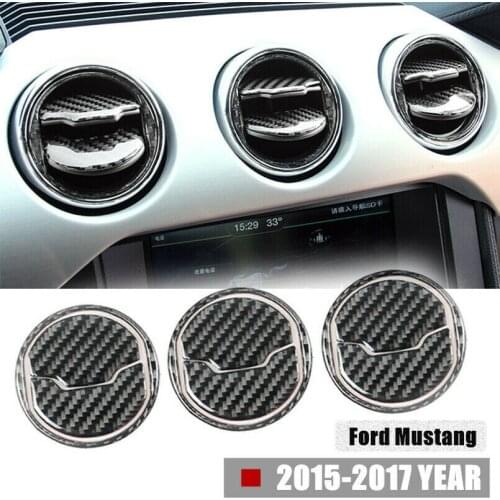 For Ford Mustang Carbon Fiber Car Interior Central AC Outlet Decorative Cover