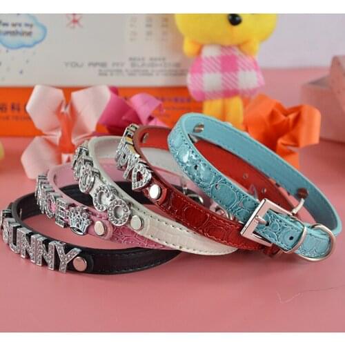 Double PU Leather Rhinestones Dog Cat Collars with Heart Charm necklace Small and Medium Pet /XS S M L