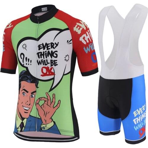 Cartoon "OK" Cycling Jersey Mens Red Short Sleeve Road Leisure Bike Clothes Maillot Ciclismo MTB Bicycle jersey Racing clothing