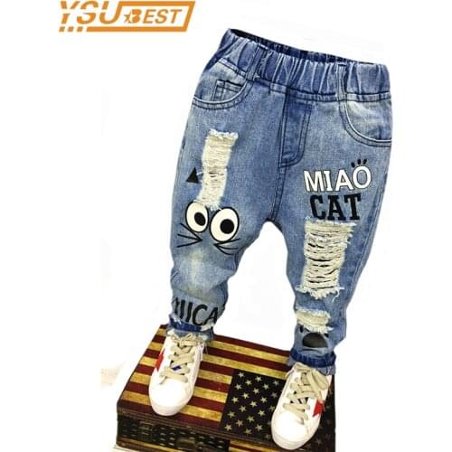 Baby Boys Girls Jeans Cartoon Cat and Mouse 2-7yrs Boys Jeans Brand Children Clothing Kids Jeans Children Casual Pants