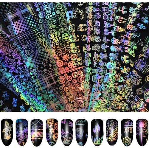 8pcs/9pcs/10pcs Shimmer Holo 4*20cm Starry Nail Foil Colorful Nail Starry Glitter Transfer Sticker Manicure Nail Art Decoration