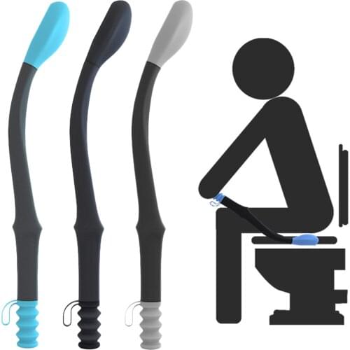 Toilet Aids Tools with a Button at the End, Long Reach Bottom Wiper Comfort Wipe, Extends Your Reach Over 15" Grips