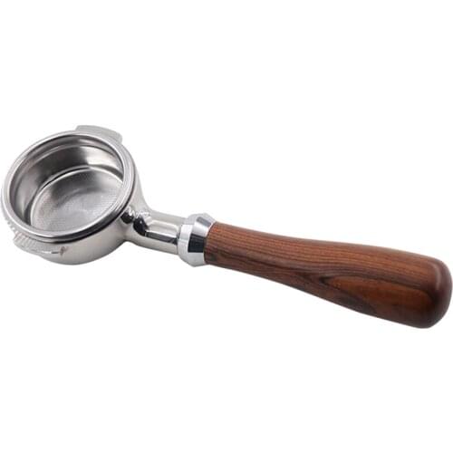 58Mm Stainless Steel Coffee Machine E61 No Base Filter Bracket Coffee Bottomless Handle Coffee Spoon Wooden Handle Professional