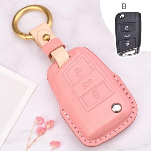 Leather Car Key Cover Case for VW Golf 7 Bora Jetta POLO GOLF Passat Skoda Octavia A7 Fabia SEAT Ibiza Leon MK7 Key Protaction