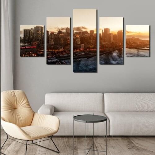 The Beautiful World In The Setting Sun And Morning Light Irregular Set Of Picture Scenery Poster Frameless Style Home Decoration