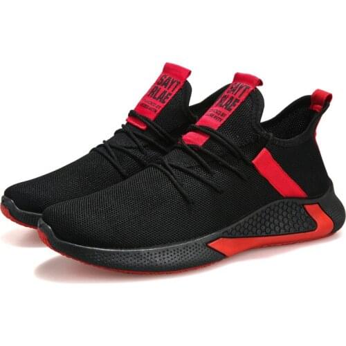 Men Casual Shoes Light Breathable Running Sneakers Knitted Mesh Elastic Band Tennis Shoe 2020 Summer Boy Walking Jogging Trainer