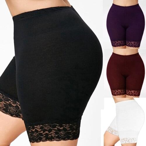 Summer Fashion Womens Safety Soft Pants Leggings Ultra Stretch Short Lace High Waist Underwear Under Skirt Safety Pants