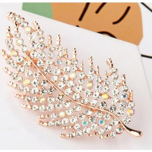 Liemjee Temperament Leaf Zircon Brooch Fashion Personality Creative Jewelry For Women Feature Namour Charm Gift All Seasons