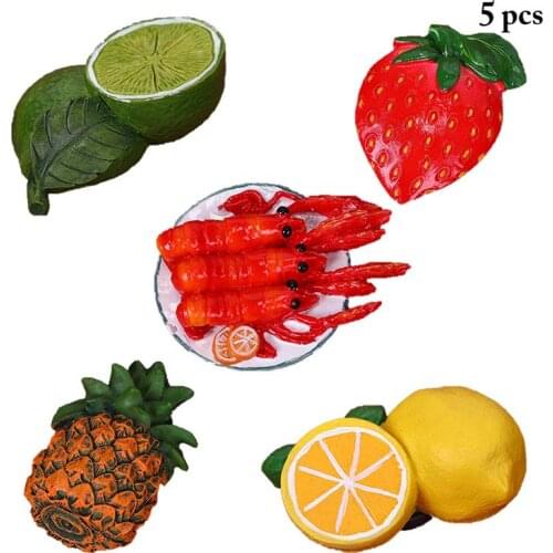 Fridge Magnets Decorative Creative Resin 3D Fruits Food Refrigerator Magnets Kitchen Fridge Stickers Message Board Accessories