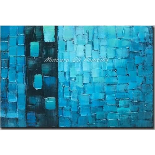 Mintura 100% Handmade Modern Abstract Picture The Blue Wall Oil Paintings Canvas Office Decor Morden Art Hand Painted No Framed