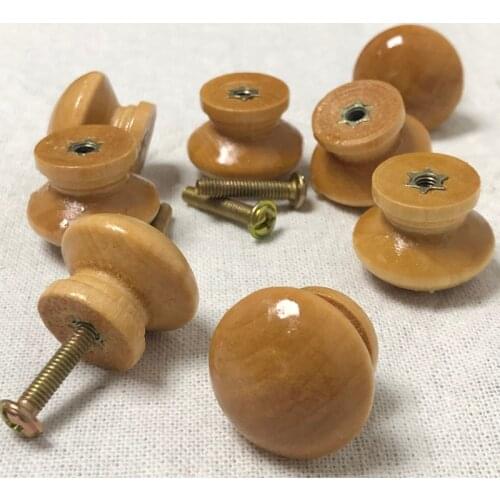 Myhomera 12Pcs Wooden Knob Drawer Pulls Cabinet Wardrobe Handle Round Knobs Kitchen Furniture Hardware Wholesale Lot Small Large