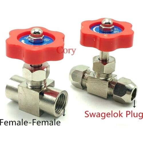 1PC Nickel-Plated Brass 1/8" 1/4" 3/8" 1/2" BSPP Female-Female Threaded 6/8/10/12mm Swagelok Plug Needle Valve