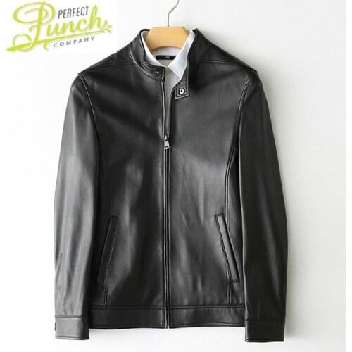 New Genuine Jacket 2021 Men Spring Autumn Sheepskin Coat Short Slim Motorcycle Mens Leather Jackets 7624-2 KJ2180