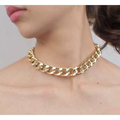 Punk Gold Color Thick Chain Necklace For Women 2021 Fashion Hip Hop Exaggerated Big Chunky Collar Necklaces Party Jewelry Gift
